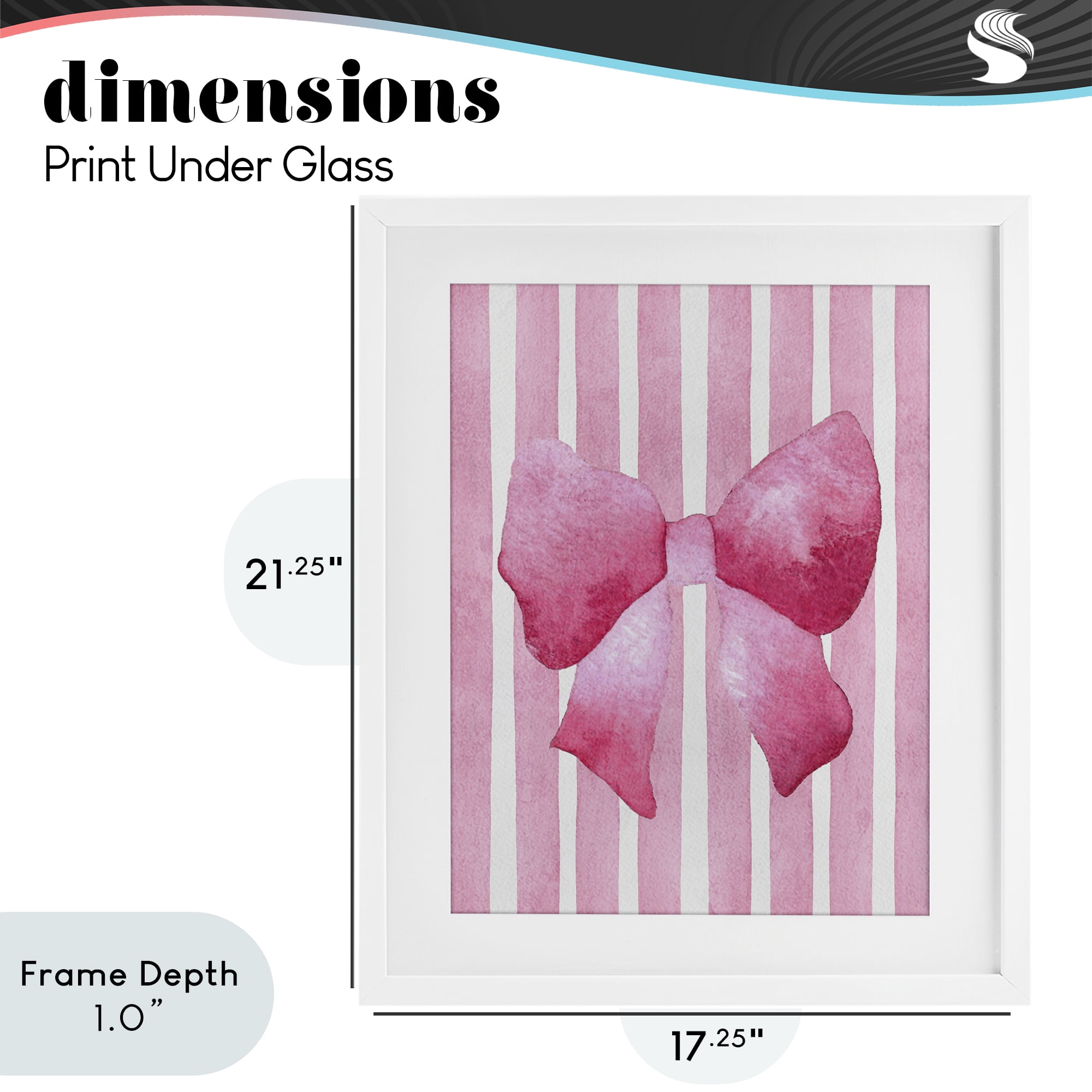 Stupell Industries Chic Bow on Pink Stripes White Framed Print Under Glass, design by Camila Juncos