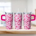 thumbnail image 2 of 20oz Stainless Steel Travel Cup with Handle, Geometric Design Double Wall Insulated Tumbler Leak-Proof Lid with Straw, 2 of 5