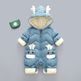 thumbnail image 6 of LYMAYTER Infant Unisex Hooded down One-Piece Girls Boys Cartoon Warm Romper Newborn Fall Winter Crawling Clothes for 6-24 Months, 6 of 9