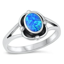 CHOOSE YOUR COLOR Fancy Oval Blue Simulated Opal Wholesale Ring .925 Sterling Silver Band CZ Female Size 9