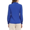 thumbnail image 3 of INSPIRAR CHIC Blusas de Manga Larga para Mujeres Chifón Plisado con Cuello de Lazo Camisa de Oficina S Azul Real, 3 of 7