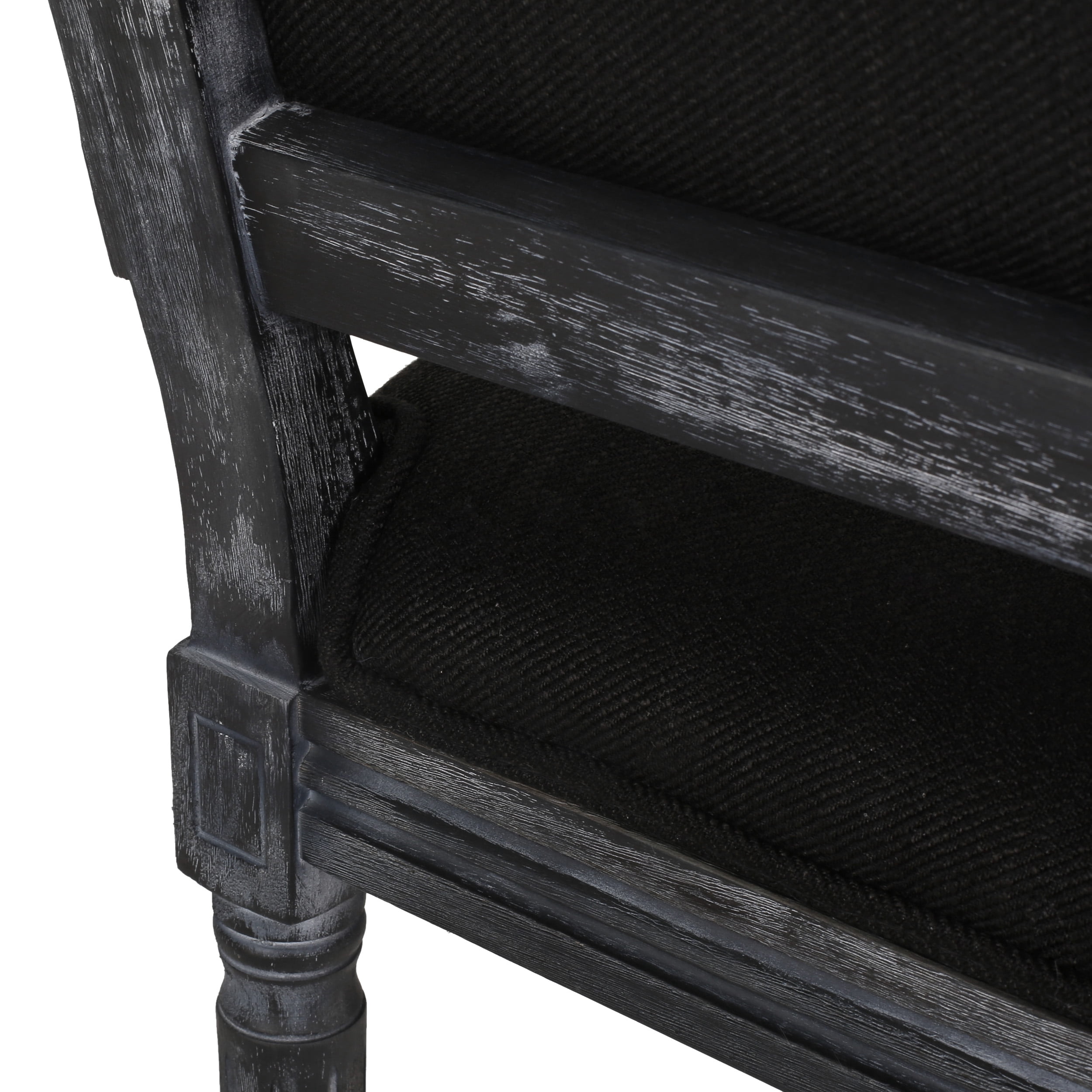 Noble House Robin French Wood Upholstered Dining Chair, Set of 4, Black