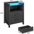 thumbnail image 2 of Nightstand with 2 Drawers & LED Lights & Charging Station, Modern Black End Side Table for Bedroom Living Room, 2 of 9