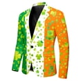 thumbnail image 5 of Saint Patrick's Day Printed Men's Tuxedo Slim Fit 3 Piece Suit Set, Formal Festive Pattern Blazer Vest Pants, Elegant Wedding Prom Dinner Party One Button Modern Formal Occasions, 5 of 7