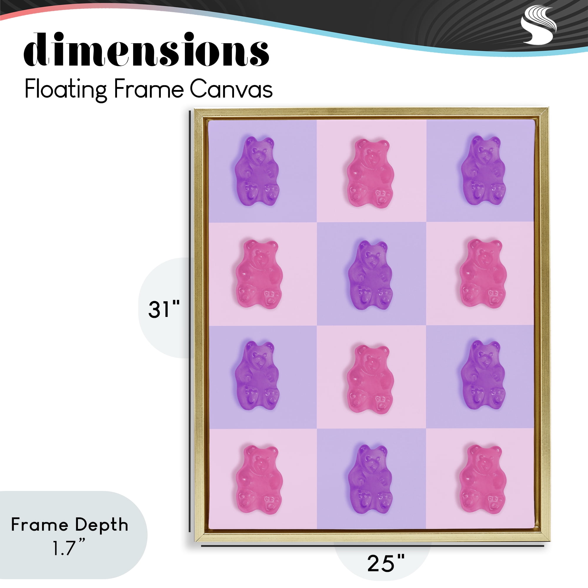 Stupell Industries Pink & Lilac Candy Bears Gold Framed Floater Canvas Wall Art, design by LISH Creative