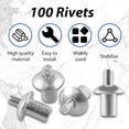 thumbnail image 2 of Yazoeia Ensemble de Rivets en Aluminium avec Tête Ronde, Rivets Réutilisables pour Marteau, Rivets d'Expansion en Alliage d'Aluminium pour Équipement Électronique Intérieur Extérieur (100 Pcs) CJC912-133608, 2 of 7
