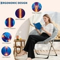 thumbnail image 4 of Faux Fur Saucer Chair - Oversized Foldable Moon Chair for Adults, 300lb Capacity Lounge Chair with Metal Frame, Plush Flower Accent Seat for Bedroom, Living Room or Dorm (Grey), 4 of 7