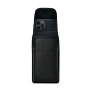 iPhone 12 13 Pro Max Vertical Holster Case Black Leather Pouch with Executive Clip