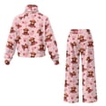 thumbnail image 5 of SCRAWLGOD Valentine's Day Decor Highland Cow Heart Rose Pink Women's 2 Piece Outfits Fall Winter Sweatsuits Oversized Turtleneck Drawstring Top Wide Leg Sweatpants Tracksuits Lounge Matching Sets, XS, 5 of 7