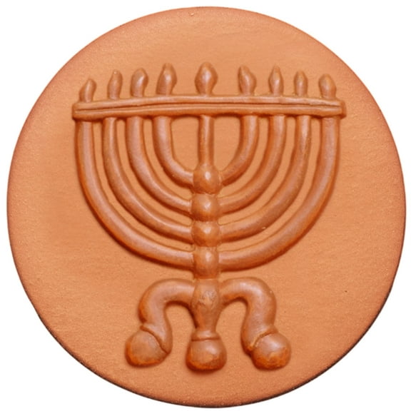 RYCRAFT 2" Round Cookie Stamp with Handle & Recipe Booklet--Menorah