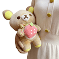 thumbnail image 4 of New Strawberry Rilakkuma Plush Toy Cute Soft Teddy Bear Stuffed Doll Cartoon White Brown Couple Friends Birthday Gift for Kids, 4 of 5