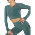 thumbnail image 6 of FITVALEN Women Seamless Long Sleeve Workout Yoga Crop Top Sport Fitness Top Shirts with Thumb Hole, 6 of 7