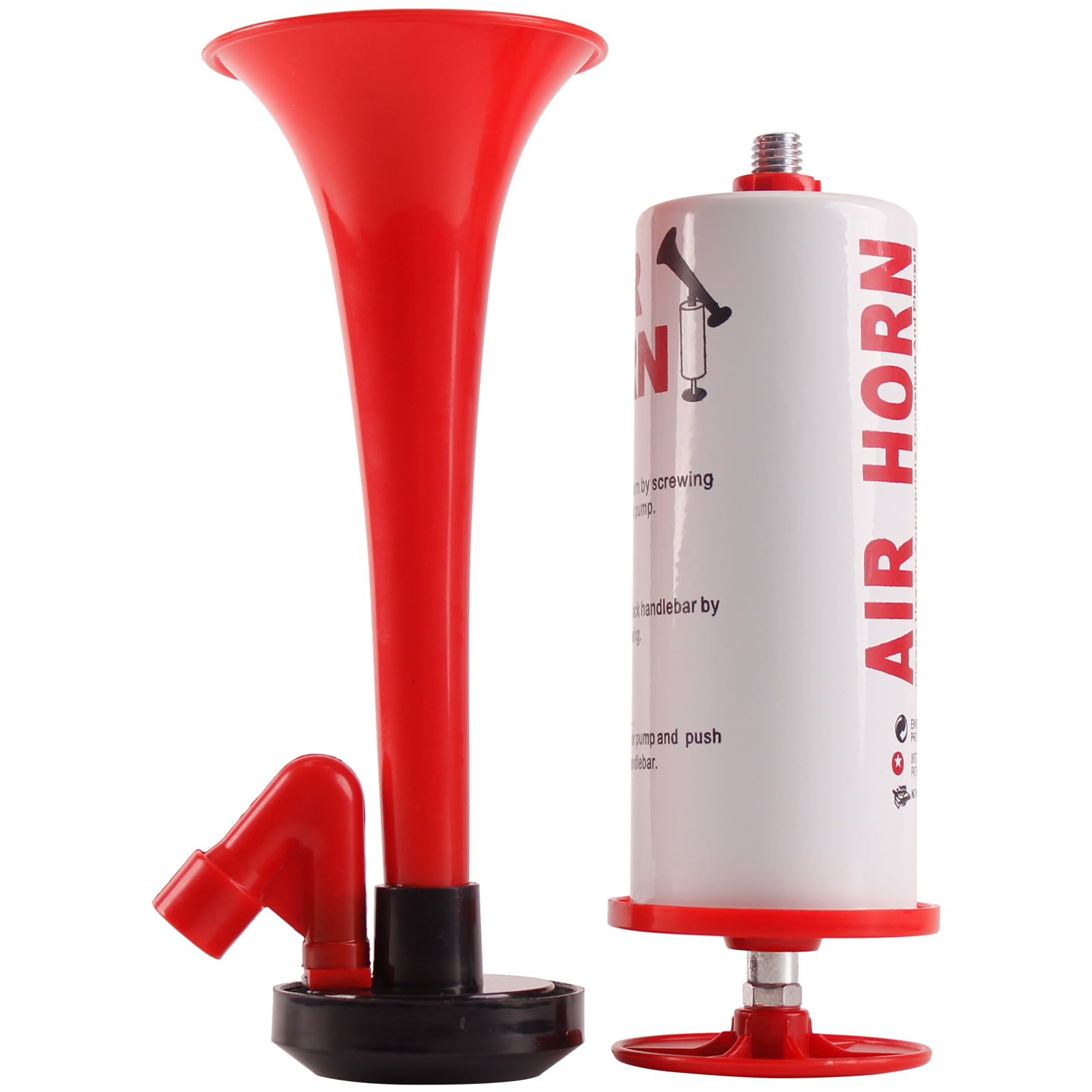2x signal horn compressed air fanfare gas-free 32 cm fanfare fan comfort  fan red