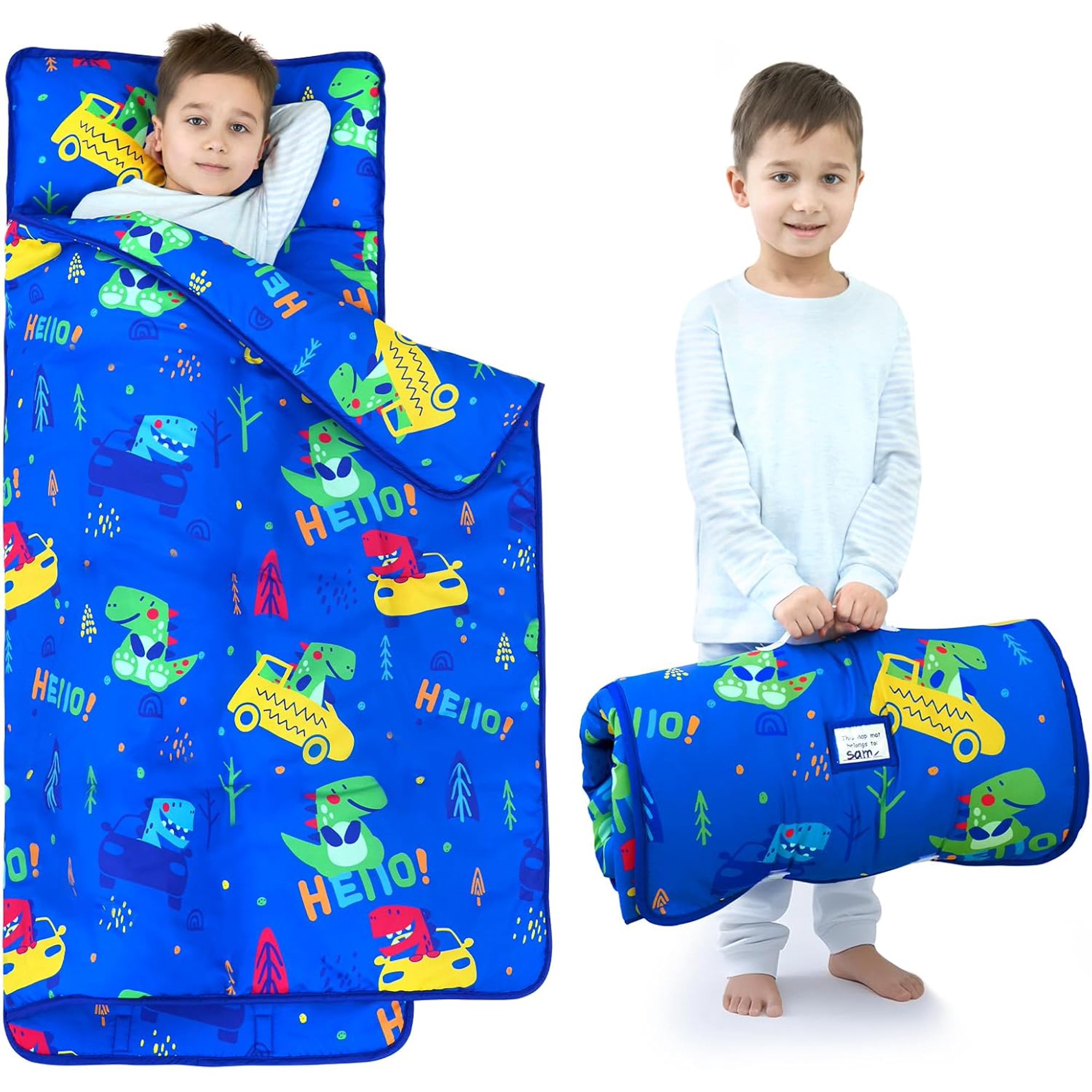 Toddler Nap Mat for Boys Dinosaur Nap Mats with Pillow Daycare - Hello Dinosaur