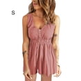 thumbnail image 4 of Minnieouse Mono de verano sin mangas con cuello en V para mujer, vestido para acampar, Color sólido, chaleco con botones para niñas, ropa con tirantes conjuntos de ropa Rosado S Minnieouse AP011283-01, 4 of 6
