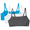 Charcoal Heather/ White/ Island Azure, variant on Women's Spaghetti Strap Cotton Sports Bra, 3-Pack, Style-9036