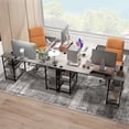 thumbnail image 3 of Patiojoy Large L-shaped Computer Desk 60" Convertible Corner Desk with 4 Storage Shelves 95" 2-Person Long Study Workstation Grey, 3 of 10