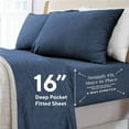 thumbnail image 4 of Sleepdown Jersey Knit Full Size Sheets 4pc|100% T-Shirt Cotton Blend Super Soft Breathable Jersey Sheets Full Size Bed | Stretchy Comfy Extra Deep Pocket All Season Jersey Full Size Bed Sheets, Denim, 4 of 8