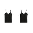 thumbnail image 4 of Jumpingount Chaleco con cuello en V Camiseta sin mangas Correa ajustable Camisones amigables con la piel Ropa delgada sólida Tops Buena Negro 2piezas, 4 of 6