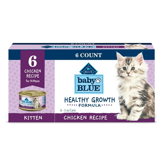 Blue Buffalo Baby BLUE Natural Kitten Wet Cat Food, Chicken Recipe Multi-Pack, 3-oz Cans (6 Count)