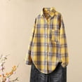 thumbnail image 3 of Womens Plaid T-Shirts, Long Sleeve Shirts for Women Casual Printed Lapel Button Down Dressy Blouses with Pockets Fall Clothes, 3 of 3