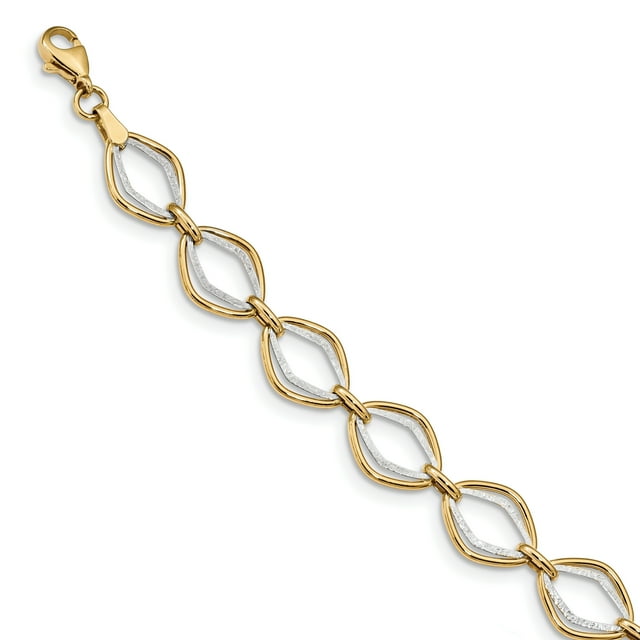 14k Two Tone Gold Ovals Bracelet Fancy Link