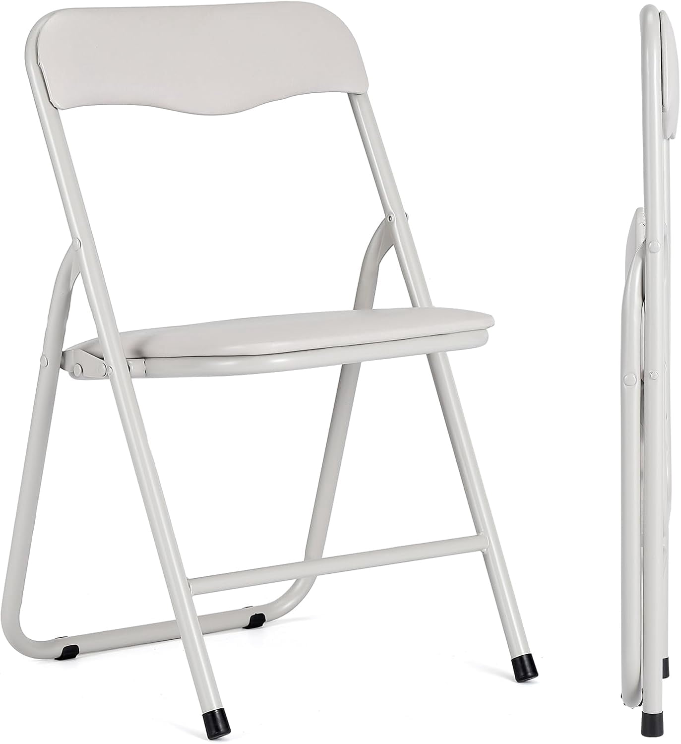 Twister.CK Kids Folding Card Table and Chair Set of 3, Upholstered Foldable Table and Chair Set, Portable Metal Frame Activity Table and Chairs Set for Eating, Reading, Playing, Beige