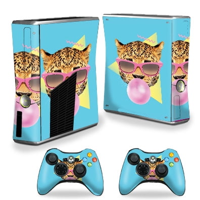 Skin Decal Wrap for X-Box 360 Xbox 360 S console Bubble Gum Cheetah ...