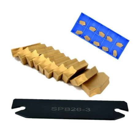 

Cut-Off Grooving Inserts Spb26-3 Parting Grooving Cut-Off Blade Tool Holder 26Mm + 10Pcs Gtn-3 Sp300 Gold Cutter Inserts Turning Tools