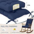 thumbnail image 6 of Non-Slip Tufted Rocking Chair Cushion with Straps, 80% Water Resistant High Back Indoor Outdoor Pad for Living Room, Nursery, and Garden in Blue, 6 of 6