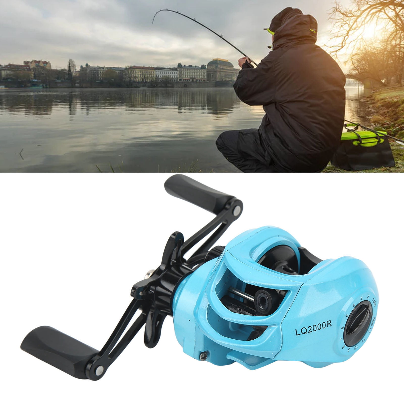 moulinet de avec système de freinage magnétique, d' 7.2:1, roulements à billes 18 1, friction de 17.64lb, construction en d'aluminium pour la pêche au bar/ en eau salée et douce - utilisation /droite