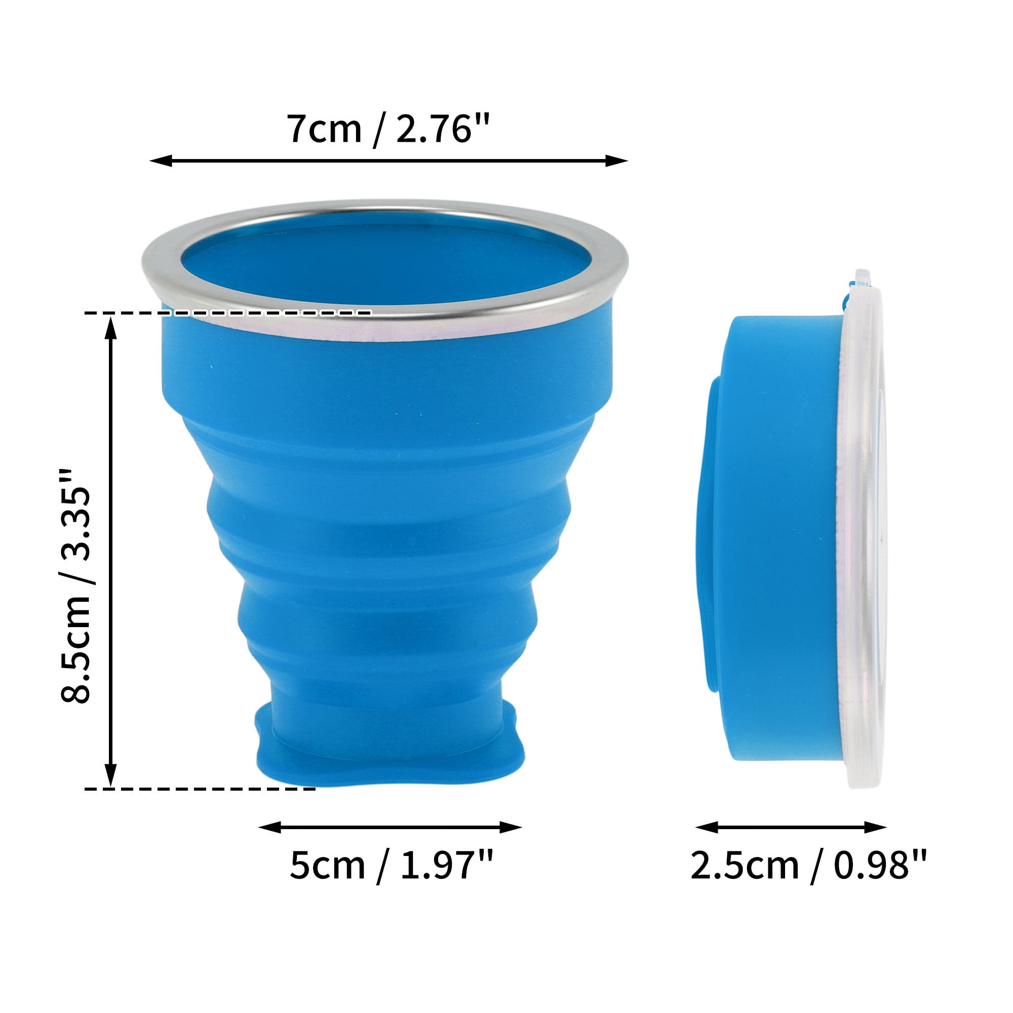 Unique Bargains Folding Cup with Wrist Strap Collapsible Cups 200ml 1 Pc Blue