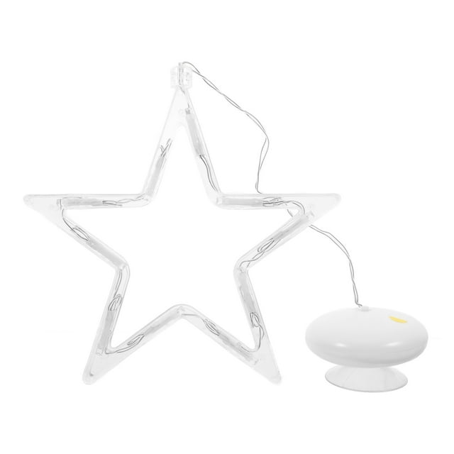 CIMAXIC 10 LED Christmas Lights Hanging Window Light with Suction Cup Battery Operated Window Hanging Decor for Indoor Lighting Xmas Party Decoration (Five-pointed Star Style + Warm White Light)