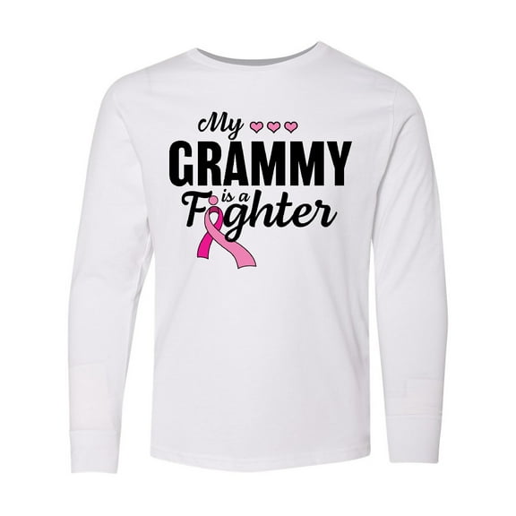 Inktastic Breast Cancer Awareness My Grammy is a Fighter Long Sleeve Youth T-Shirt