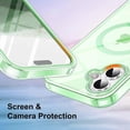 thumbnail image 5 of For iPhone 16 Clear Case Compatible with MagSafe PC+TPU Phone Cover Built-In PET Screen Film - Green, 5 of 5