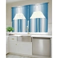 thumbnail image 4 of Blue Ombre Swag Valance and Tier Curtains 24'' Length Set, Blue White Gradient Modern Abstract Art Light Filtering Kitchen Curtains, Tier Curtain Valances for Bathroom/Living Room/Bedroom/Café, 4 of 6