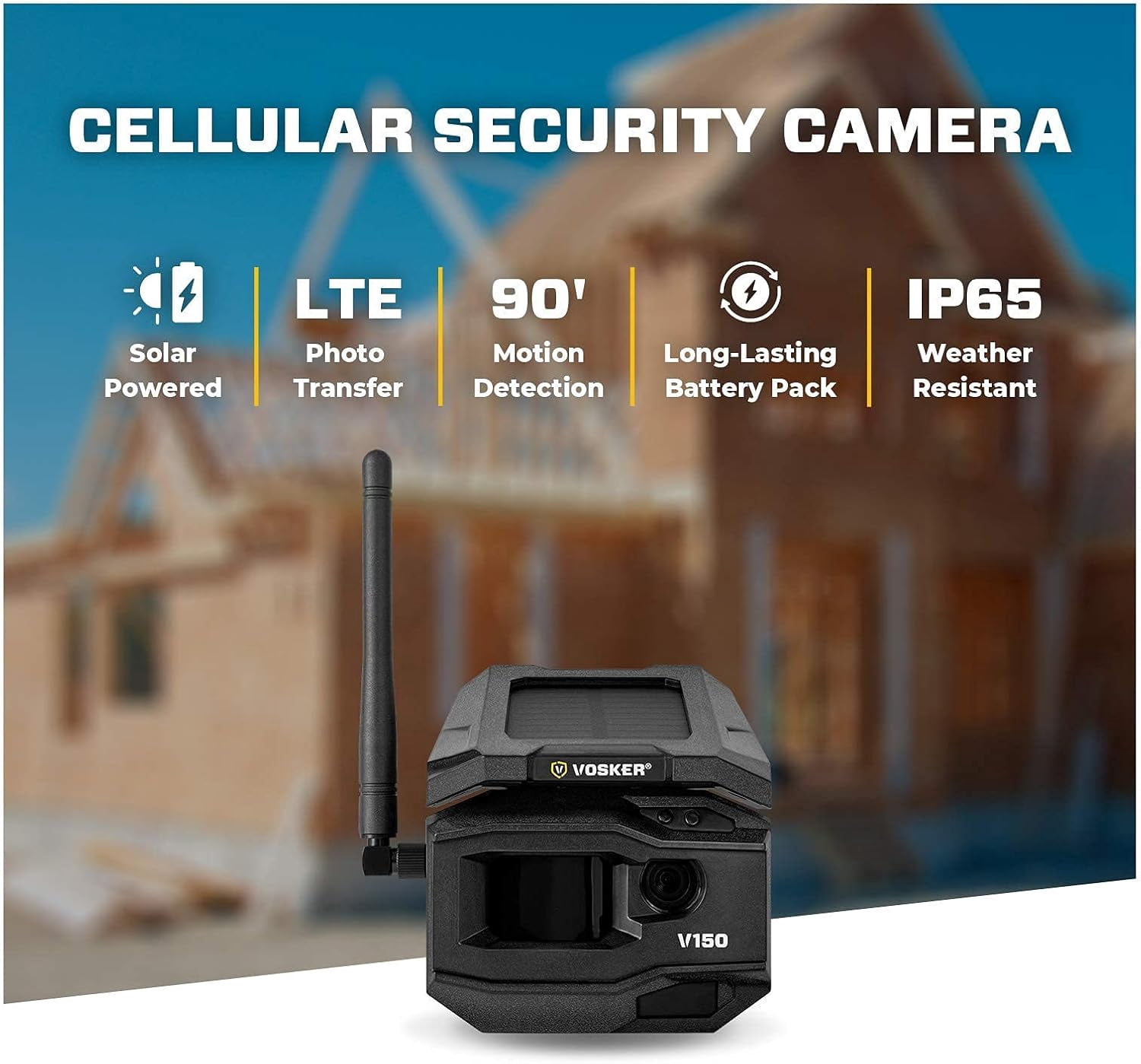 Vosker V150 Outdoor Cellular Security Camera, Solar Powered, Night Vision, Motion Detection, Wireless, 2 Pack