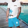 thumbnail image 2 of Glisme Mens 2 Piece Sets Summer Outfits Print Casual Sports Set For Men Short Sleeve Graphic T Shirt And Shorts Outfit Trend Matching Set Light Blue, 2 of 4