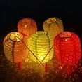 thumbnail image 2 of Set de 10 faroles de papel Xidouyuer de 15 cm con luces LED y borlas, 2 of 9