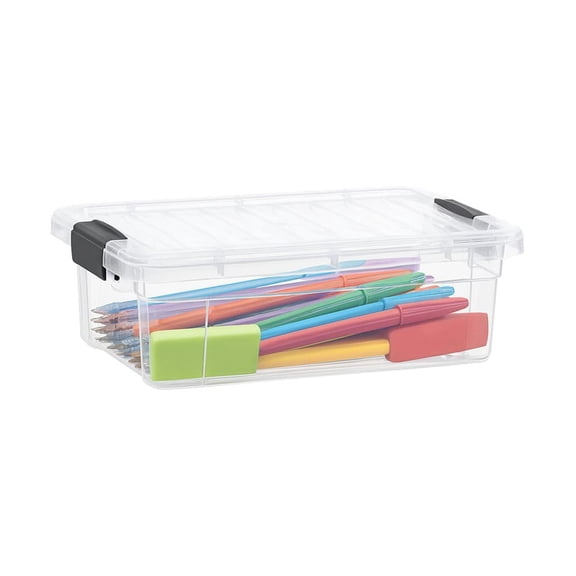 Superio Clear Storage Boxes with Lids, 1.27 Quart Plastic Container Bins for Organizing, Stackable Crates, BPA Free, Non Toxic, Odor Free, Organizers for Home, Office and Dorm, 5 Pack