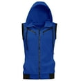 thumbnail image 2 of Unique Bargains Men's Sleeveless Zip Up Drawstring Hooded Vest 42 Blue, 2 of 7