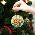 thumbnail image 6 of Funny Christmas Ornament,Vintage - Inspired Bouquet Of Sunflowers,Xmas Round Ceramic Pendant, 6 of 6