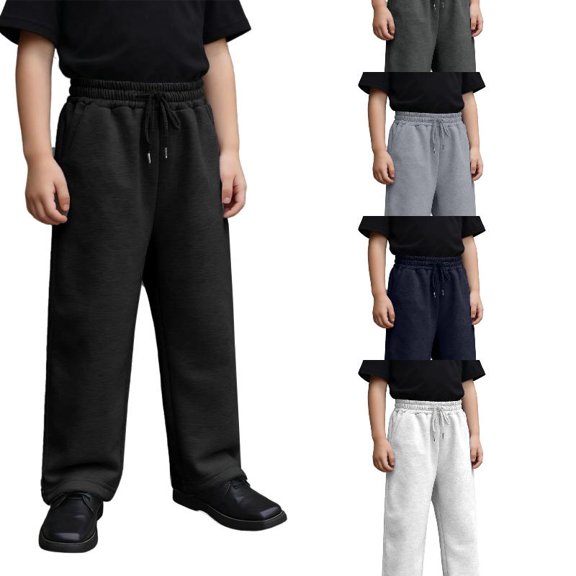 EYNMVR Boys Baggy Sweatpants Casual Straight Leg Open Bottom Joggers Casual Elastic Waisted Athletic Sweat Pants with Pockets 4-5 Years
