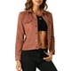 thumbnail image 4 of Chaqueta de ante sintético con solapa y bolsillos de solapa para mujer Inspire Chic, talla M, color caramelo, 4 of 6