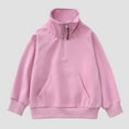 thumbnail image 2 of RMGVDSD Girls Half Zipper Sweatshirts Autumn 2025 Fashion Stand Collar Long Sleeve Shirt Pullover Kids Athletic Sweatshirt Solid Color Casual Outerwear 9-10 Years, 2 of 3