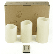 PG Set of 3 LED Candle, Real 3D and Flickering Flame, Indoor Flameless LED Candles Battery Operated with Remote Timer and Real Wax Shell for Home/Wedding/Holiday Decor, Set of 3