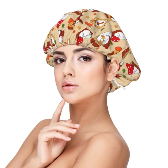 Yiaed Guinea Pigs And Mushrooms Print Satin Bonnet Silk Bonnet Hair Bonnet for Sleeping Hair Bonnets