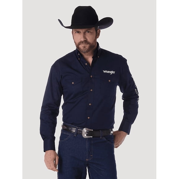 Wrangler Navy White Logo - Mens Shirt - Mp2327N