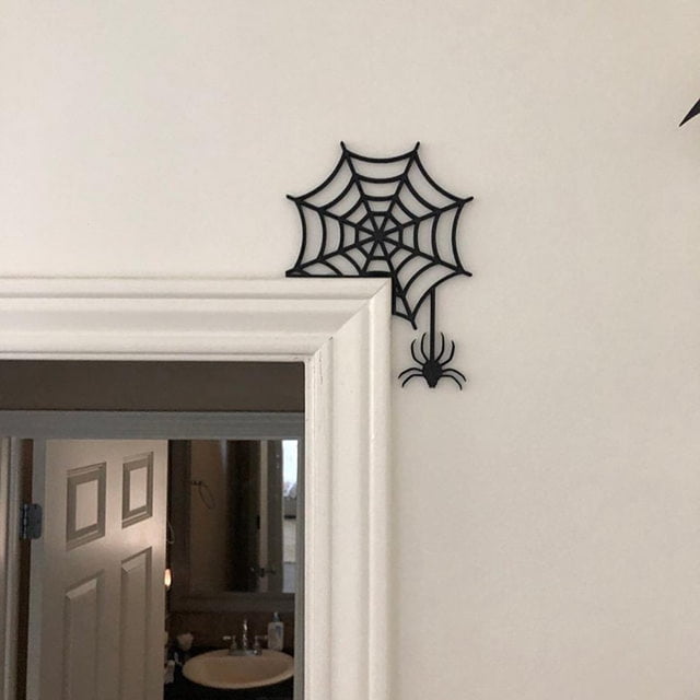 Decoración colgante de Halloween Jadeshay letrero de esquina de puerta bruja 29 x 19 cm araña 21 x 33 cm