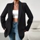 thumbnail image 1 of Abrigo Blazer informal para mujer Chaqueta de cuello de solapa de color sólido Chaquetas de oficina de trabajo elegantes Cgtredaw Negro M para Mujer, 1 of 6